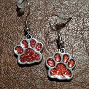 - Orange Paw Earrings